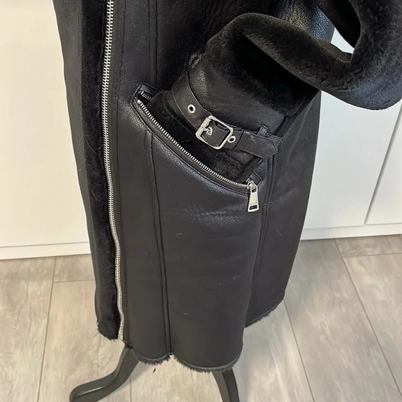 DKNY Wool Faux Fur Long Coat Zipper Closure, Size S - Picture 8 of 14